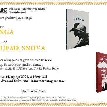 KIC: Predstavljanje knjiga “Zenga” i “Vrijeme snova” 24. srpnja