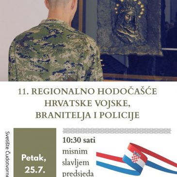 NAJAVA: 11. Regionalno hodočašće hrvatske vojske, branitelja i policije u Svetištu Čudotvorne Gospe Sinjske, sudjeluje i Hajdučka družina Mijata Tomića