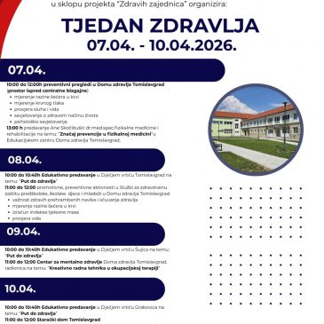NAJAVA: Tjedan zdravlja u Tomislavgradu