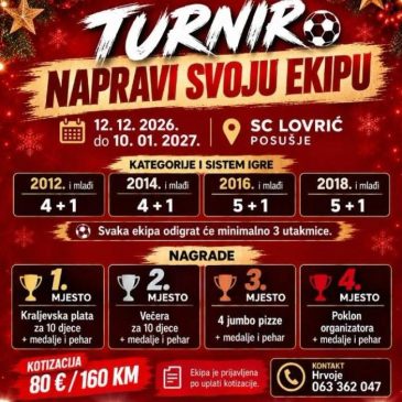 NAJAVA: III. Božićni turnir” Napravi svoju ekipu” u Posušju
