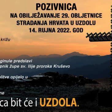NAJAVA: Obilježavanje 29. obljetnice stradanja Hrvata u Uzdolu