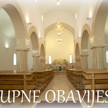ŽUPNE OBAVIJESTI: 24. nedjelja kroz godinu
