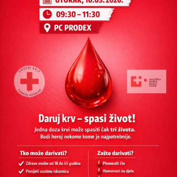 NAJAVA: Akcija dobrovoljnog darivanja krvi (10.03.)