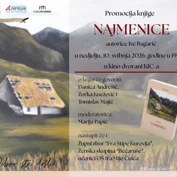 NAJAVA: Promocija knjige “Najmenice” autorice Ive Bagarić