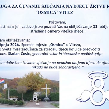 NAJAVA: 33. obljetnica stradanja/ ubojstva osam viteških anđela