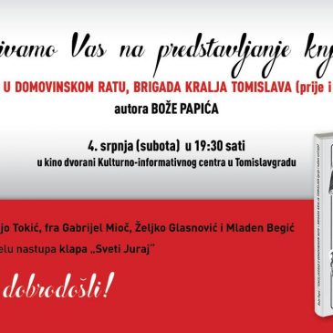 NAJAVA: Predstavljanje knjige Boška Papića o Brigadi kralja Tomislava