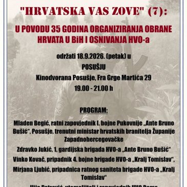 NAJAVA: Tribina u Posušju „Hrvatska vas zove“